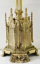 French Gothic Antique High Altar Set of Candlesticks and Crucifix